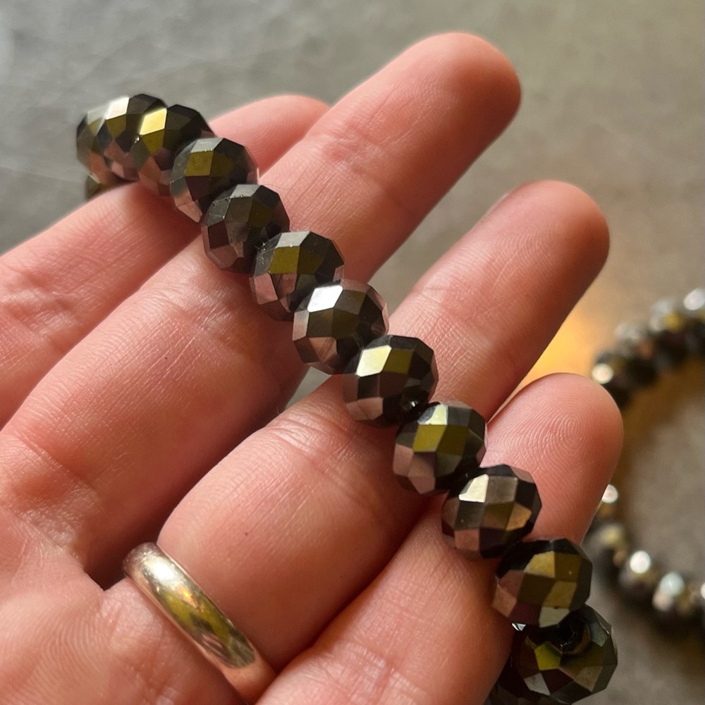 Bundle of 6 beaded unique bracelets metallic - Picture 9 of 13